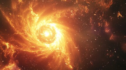 Obraz premium Fiery cosmic swirl, nebula, galaxy.