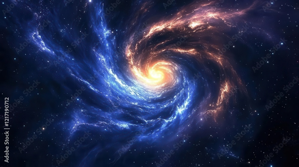 Wall mural cosmic aurora swirls in deep indigo and rose gold, creating ethereal nebula patterns against starlit