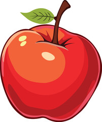 A red apple with a leaf, symbolizing freshness. A tropical fruit concept perfect for a fruit garden icon.
