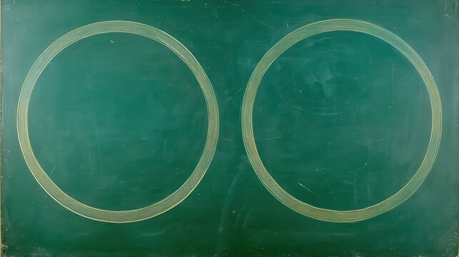 Two Outline Circles on a Green Chalkboard Background