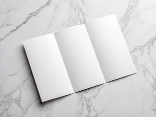 Elegant Trifold Blank Brochure Mockup Displayed on a Marble Texture Background for Sleek Presentations and Design Proposals