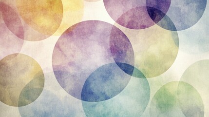 An abstract layout showcasing a blend of soft pastel circles and squares, combining gentle colors to create a relaxing and visually striking image