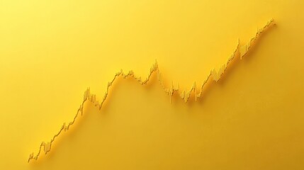 Abstract golden growth chart on yellow background.