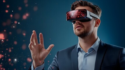 Businessman Utilizing Augmented Reality for Data Analysis in Professional Corporate Setting