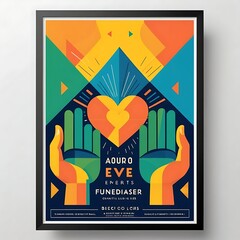 Fundraising event poster template and design with background