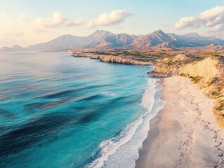 Beach with mountains