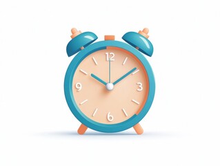 A bright and cheerful alarm clock in a playful design, symbolizing time management and daily routines. Perfect for concepts around productivity and morning rituals.
