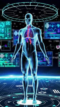 Digital medical X-ray illustration of a human body skeleton 