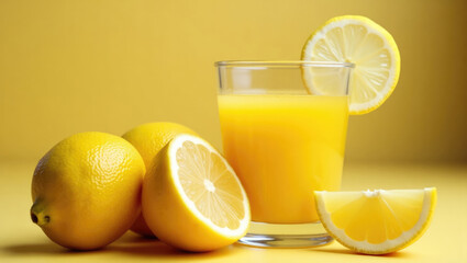 Fresh Lemon Juice in Vibrant Yellow Glass for Refreshing Taste