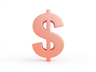 A polished, three-dimensional dollar sign rendered in a soft peach color, symbolizing finance, wealth, and economic growth in a modern and elegant manner.