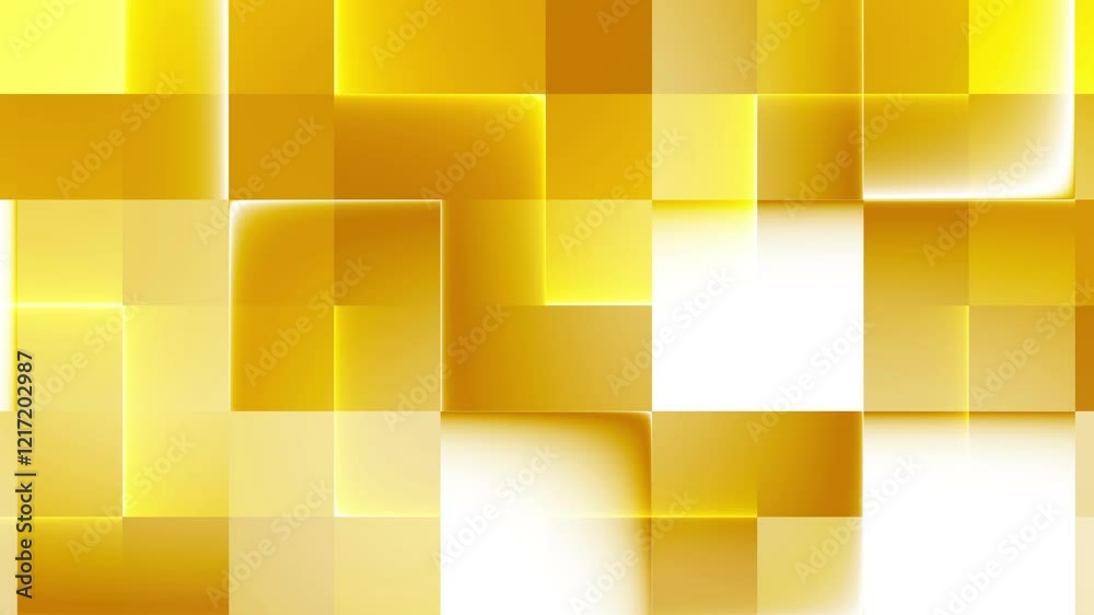 Poster Yellow and white shiny square box pattern mosaic tile background, simple and elegant loop mosaic background