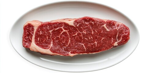 Raw Steak on White Plate