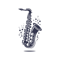 Obraz premium Classic Saxophone: Minimalist Silhouette Illustration for Music Themes