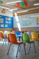 Classroom with colorful chairs