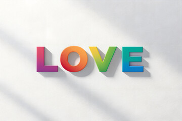 Bright and cheerful "LOVE" text in pastel rainbow tones for Valentine’s wallpaper.