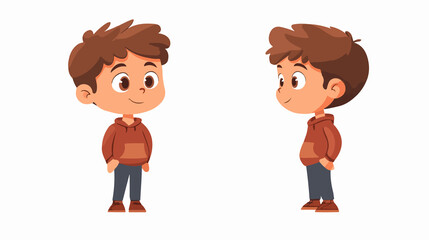 Adorable Little Boy Cartoon Character Design Vector Illustration