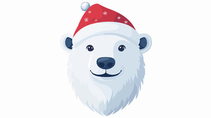 Fototapeta premium Cute Polar Bear Head Merry Christmas Hat