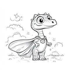 Obraz premium A Dinosaur Wearing a Superhero Cape Fun Simple Cartoon Illustration