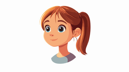 Obraz premium Wide Angle Centered Composition of Little Girl Head Character