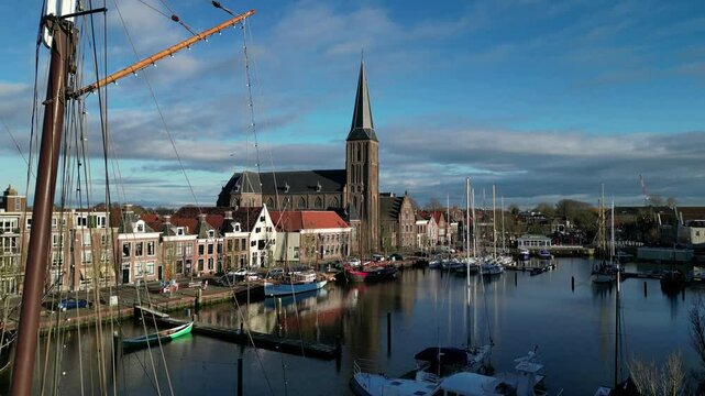 Aerial view of the city of Harlingen, The Netherlands
