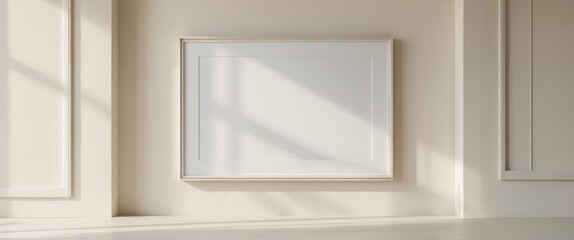 Stylish frame mockup for living room wall art display in modern interior with neutral backdrop