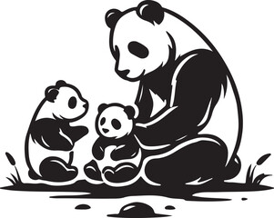 panda kids silhouette victor design with white background. 
