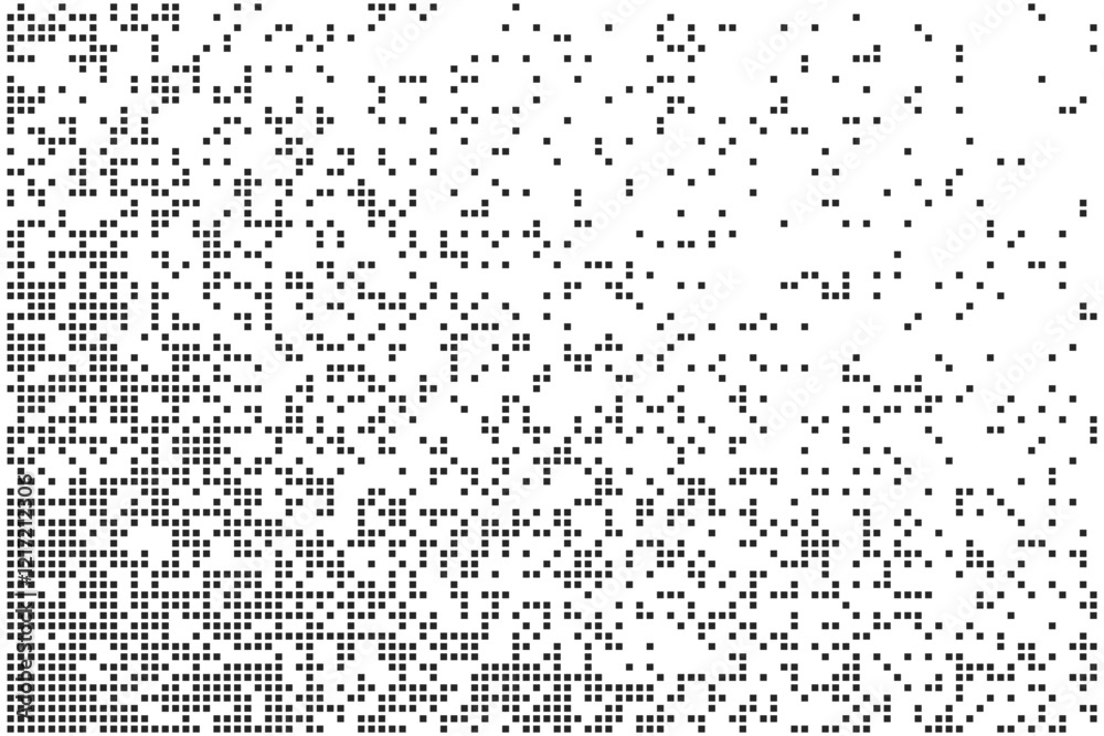 Wall mural abstract simple black halftone texture consists of dispersed square dots on a white background. geom
