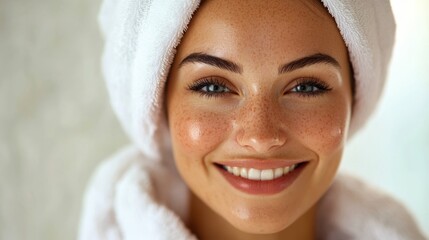 Beautiful Woman with Freckles Smiling
