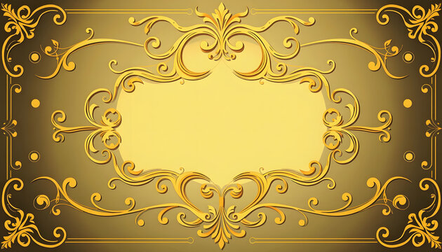 Ornate Gold Frame and Swirls: Elegant, vintage-style background with intricate golden swirls, flourishes, and a central frame, ideal for luxury and decorative designs