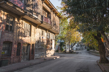 Fototapeta premium Colorful street of Buyukada, Princes' Islands, Istanbul, Turkey. Marmara sea island