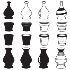Set of various potted plant icons