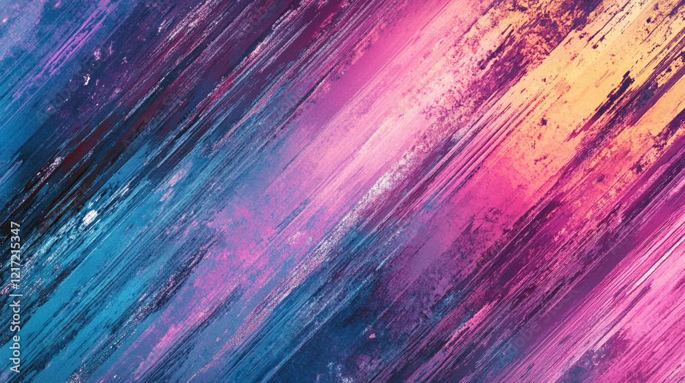 Poster colorful glitch effect creating vibrant abstract patterns with distorted hues and dynamic brush stro