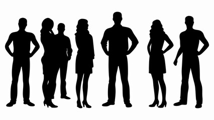 Group of Diverse People Silhouettes in Formal Attire