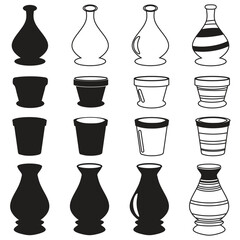 Set of various potted plant icons