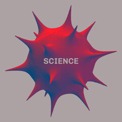 Virus particle. Pathogen organism. Deformed sphere. Background for medicine, science or technology. Voxel art. 3D vector illustration for banner, flyer, brochure, booklet, presentation or cover. 