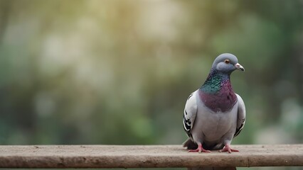 Portrait of white dove standing outdoors among flock