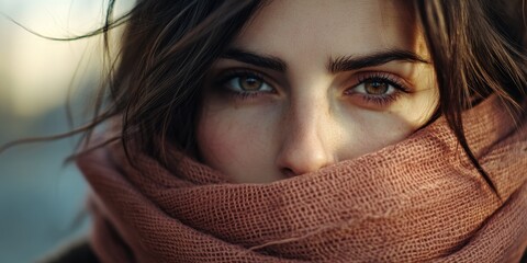 Naklejka premium Person Wearing Scarf