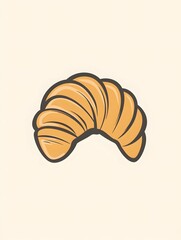 Simple Croissant bread. Pastry from a bakery food baking icon symbol