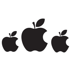 Apple icon Flat vector set outline