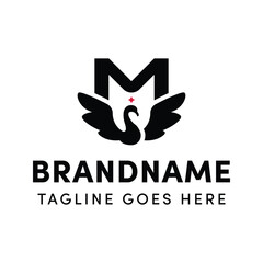 Letter M Swan Logo, for brands in fashion, beauty, wellness, or luxury goods