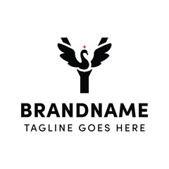 Letter Y Swan Logo, for brands in fashion, beauty, wellness, or luxury goods