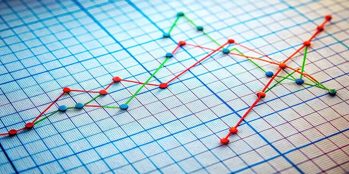 Financial data plotted; AI-created line graph with statistical analysis.