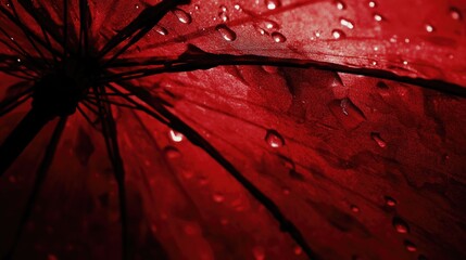 Fototapeta premium Water droplet covered red umbrella