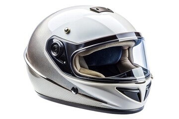 Fototapeta premium High-tech white carbon fiber helmet, bird's-eye perspective. Aeronautical styling.