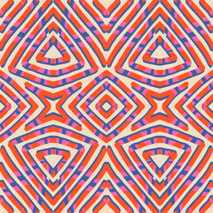 Hand drawn Batik pattern seamless. Geometric doodle abstract illustration, native wallpaper. Tribal ethnic vector texture. Aztec style. Folk embroidery. Indian, Nordic, African rug, tile design.