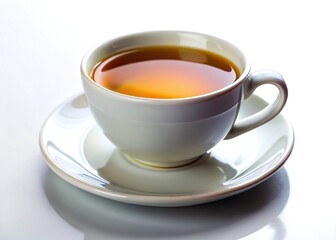 Isolated photorealistic tilt-shift image of a white teacup.