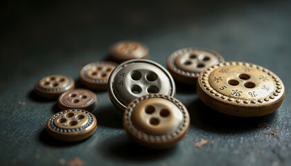 Fototapeta premium Old Antique Victorian Sewing Buttons 1890, studio lighting, with white tones