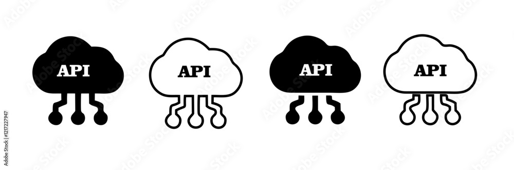 Wall mural api vector icons set. software integration illustration signs. cloud api icon collection