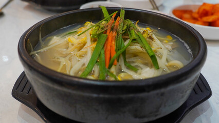 Rice soup with bean sprout soup