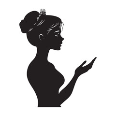 Elegant silhouette of a young woman with a tiara, showcasing grace and poise. © Gerges